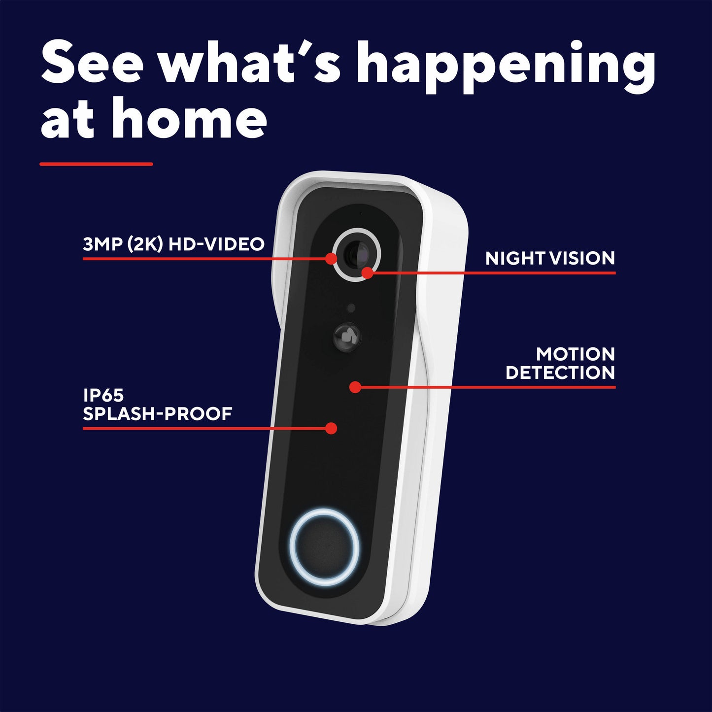 Trust doorcam-3000 slimme wifi deurbelcamera (wit zwart, 2.4 ghz wifi)