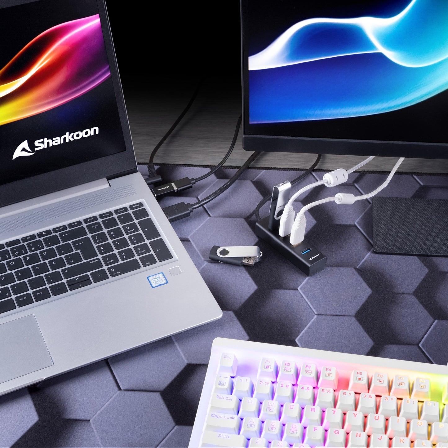 Sharkoon 4-Port USB 3.2 Gen 1 Aluminio Hub