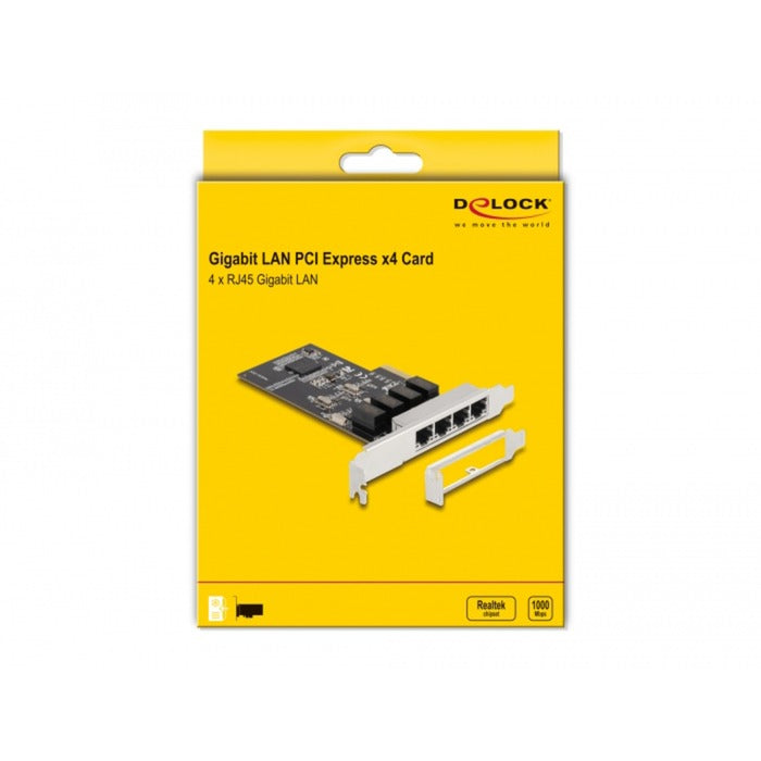 Delock pci express x4 card 4 x rj45 gigabit lan netwerkadapter