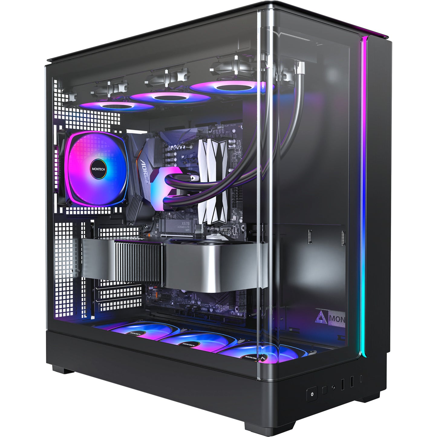 Custodia midi tower Montech king 45 pro (nera | 2x USB-A | 1x USB-C | RGB | finestra)