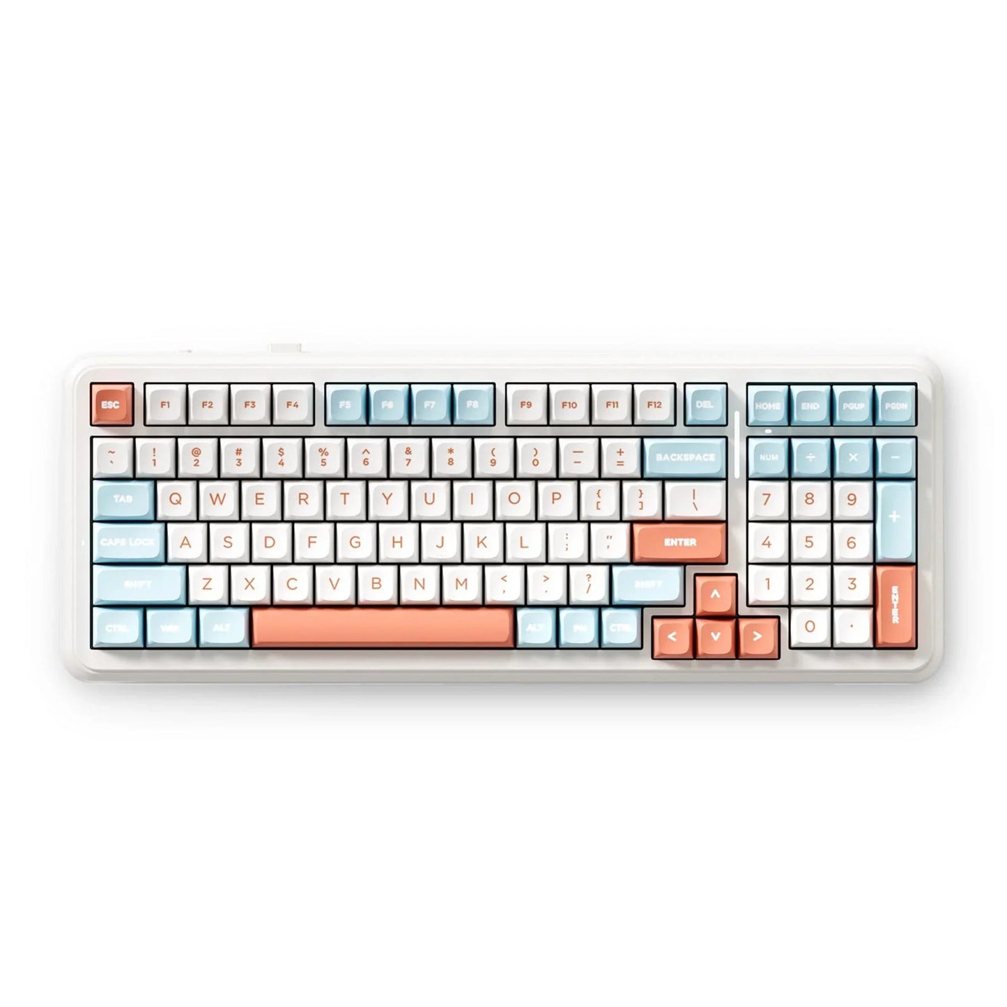 Mchose k99 v2 wireless gasket mount mechanical keyboard (wit, us lay-out (qwerty), kailh box icy creamsicle, 99%, rgb, pbt keycaps, hot-swap, 2.4 ghz | bluetooth | usb-c)