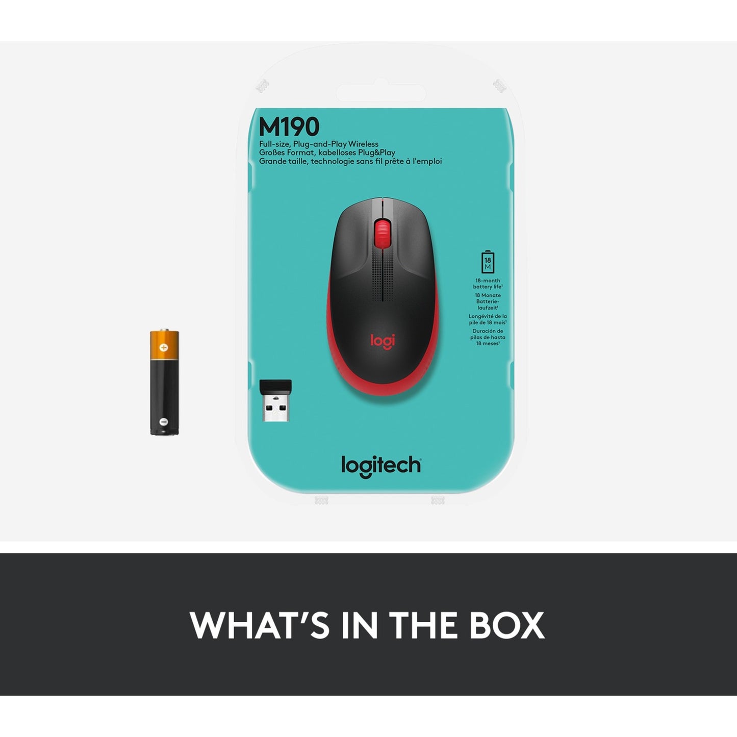 Logitech M190 Mouse wireless full-size