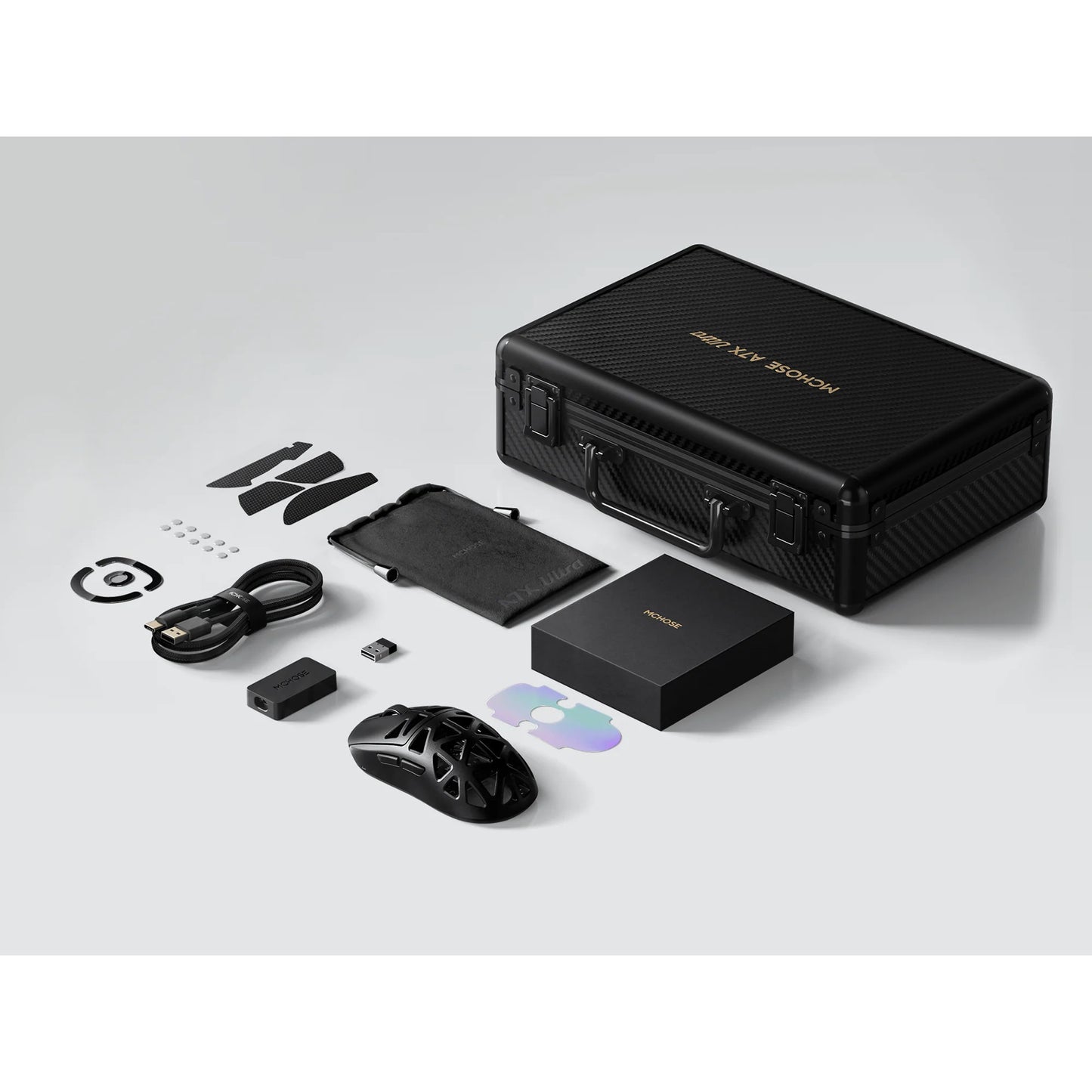 Ratón inalámbrico para juegos Mchose a7x de aleación de ultra magnesio (negro, hasta 40.000 ppp, Bluetooth USB-C de 2,4 GHz)