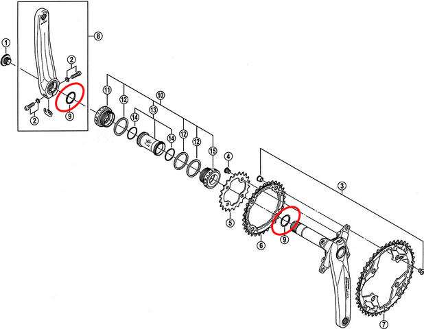 Shimano O-ring per Crank Hollow Tech II Links Y1F316000