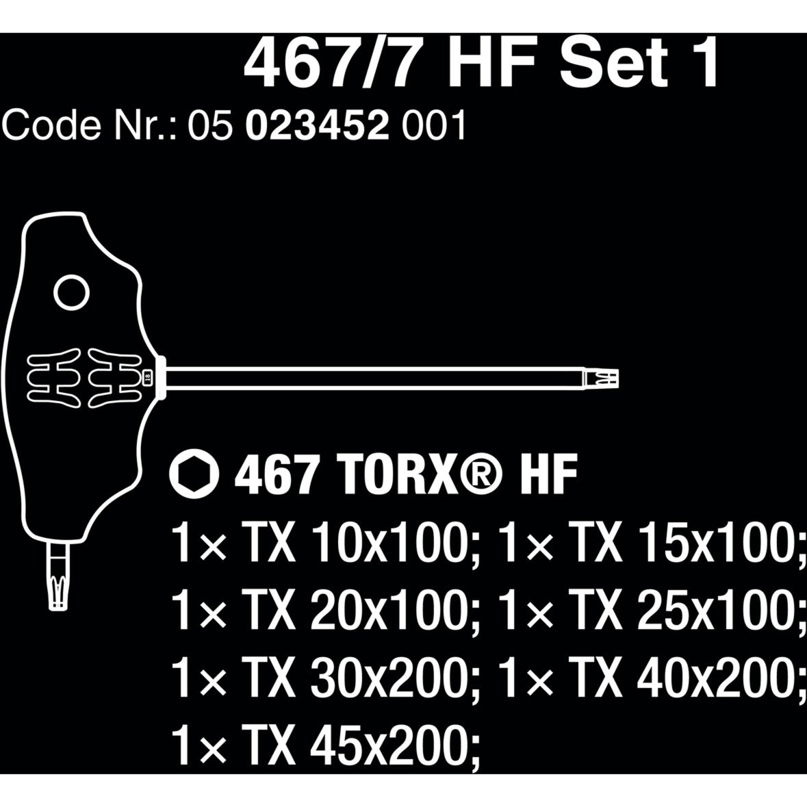 Wera 467 7 torx hf-set 1 kruiskopschroevendraaier + rek, 7 stuks (zwart groen, met holdingfunctie)