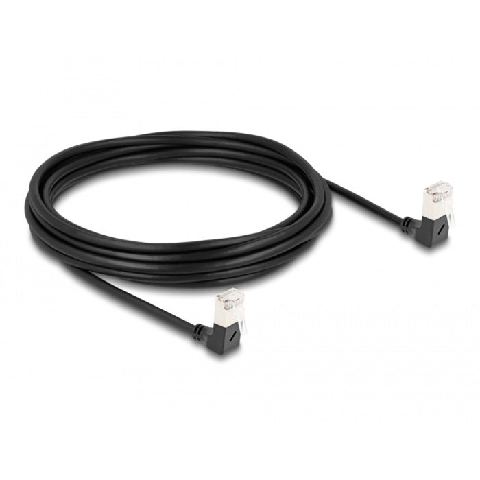 Delock rj45 network cable cat.6a s ftp slim 90° downwards downwards angled 5 m kabel (zwart)