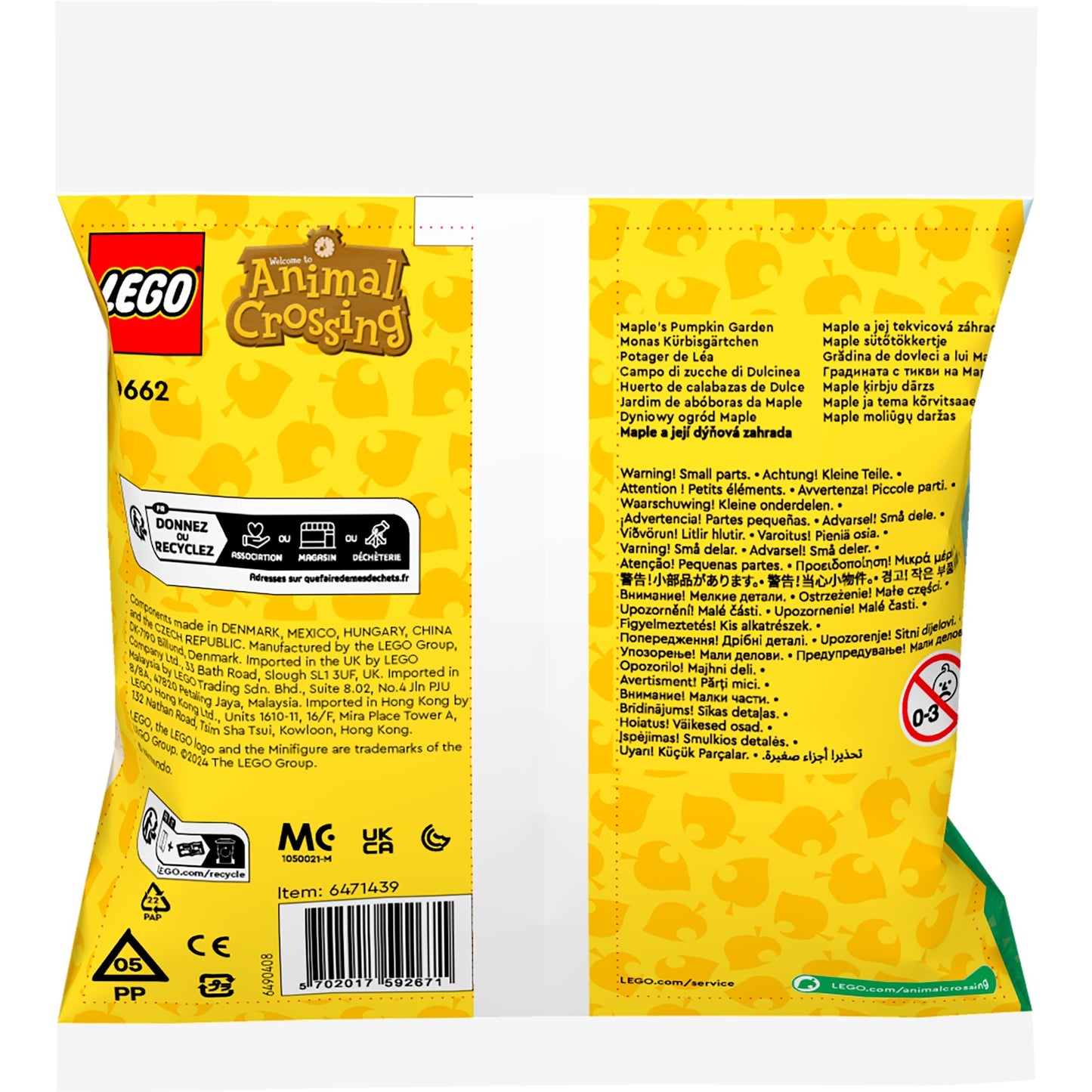 Lego animalcross - juguete de construcción del jardín de calabazas de arce (30662)