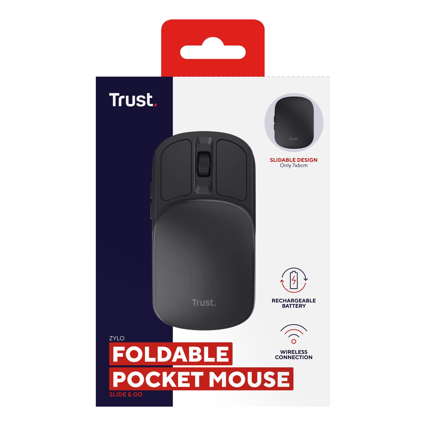 Mouse tascabile portatile e retrattile Trust zylo (nero, 1000 - 2400 dpi)