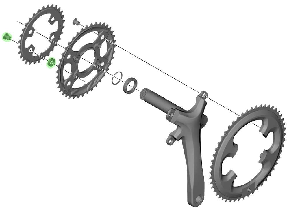 Placa guía de Shimano dentro del espaciador 4 piezas FC-4703