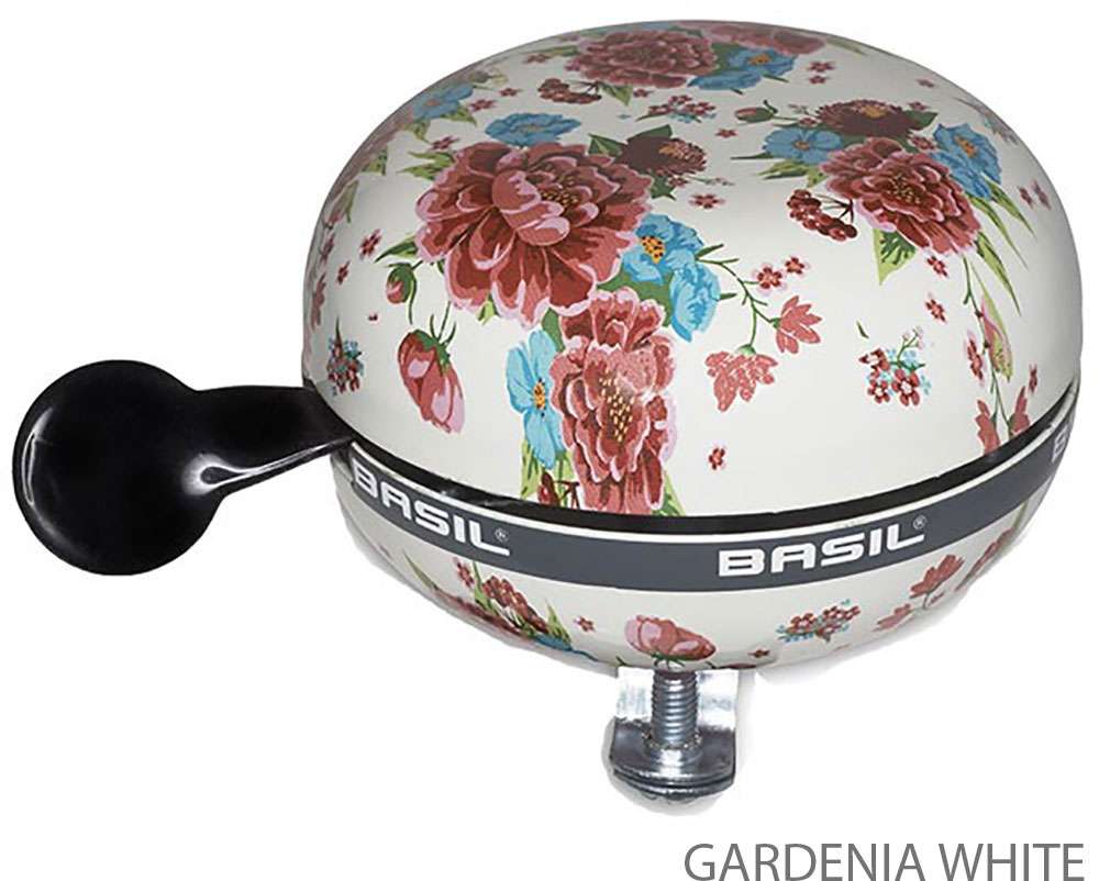 Basil Bloom - Campana de bicicleta - 80 mm - Blanco con flores