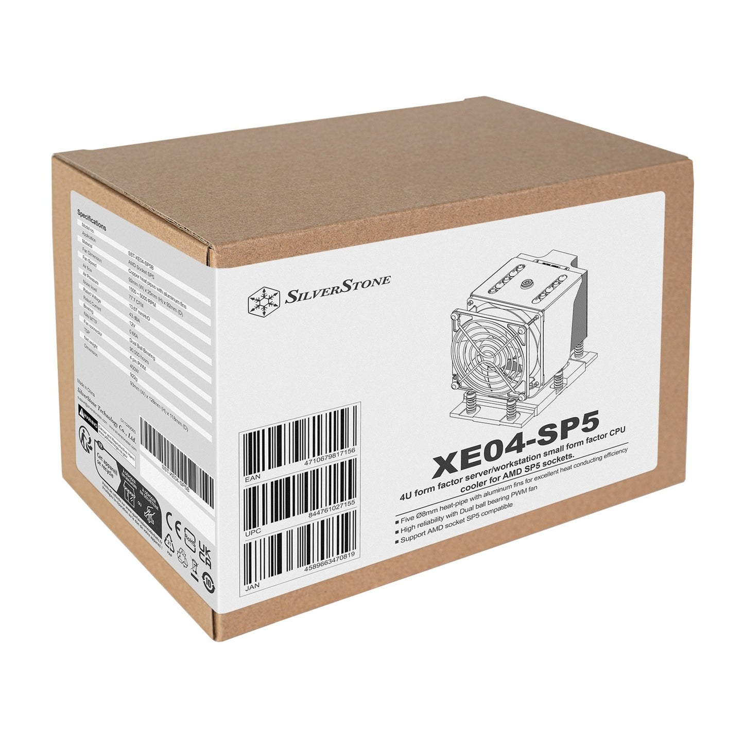 Silverstone sst-xe04-sp5b cpu-koeler (4-pins pwm fan-connector)