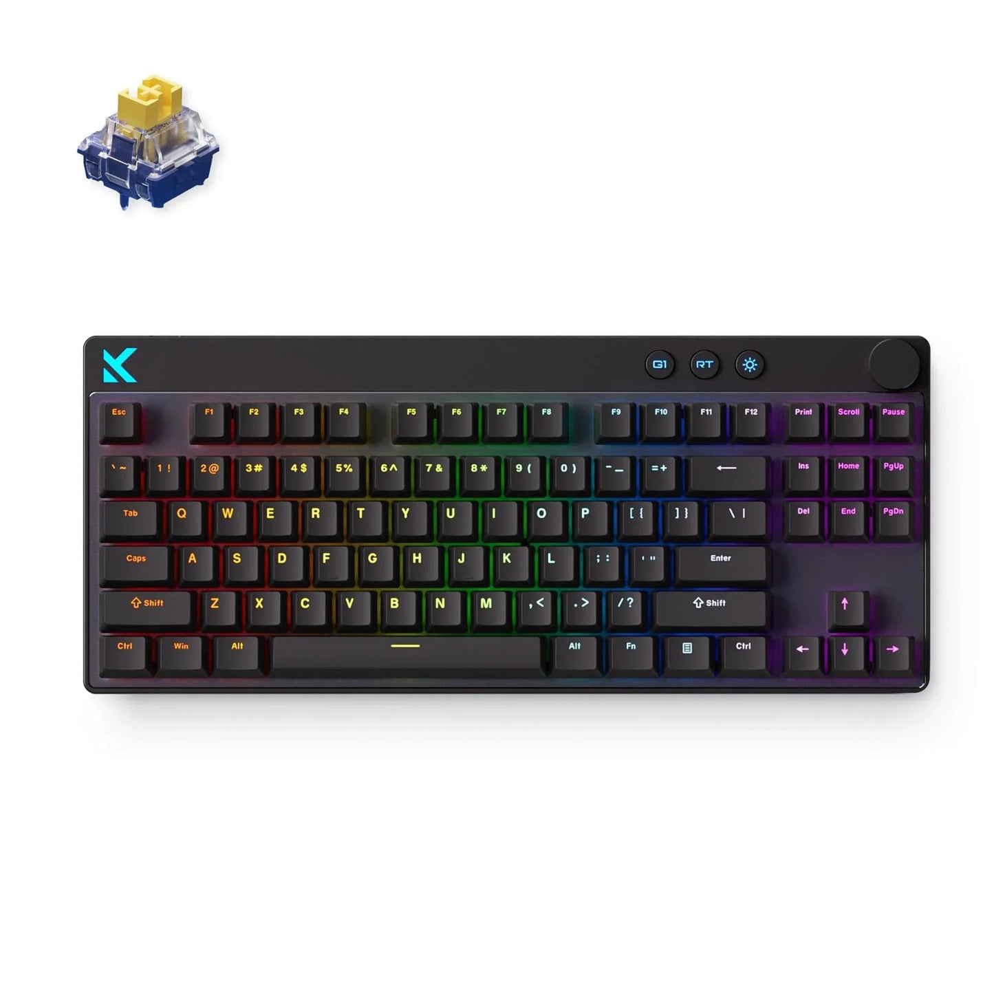 Mchose mix 87 hall effect magnetic switch gaming keyboard (zwart, us lay-out (qwerty), 80% (tkl), rgb, hot swap, usb-c, hall effect sensor)