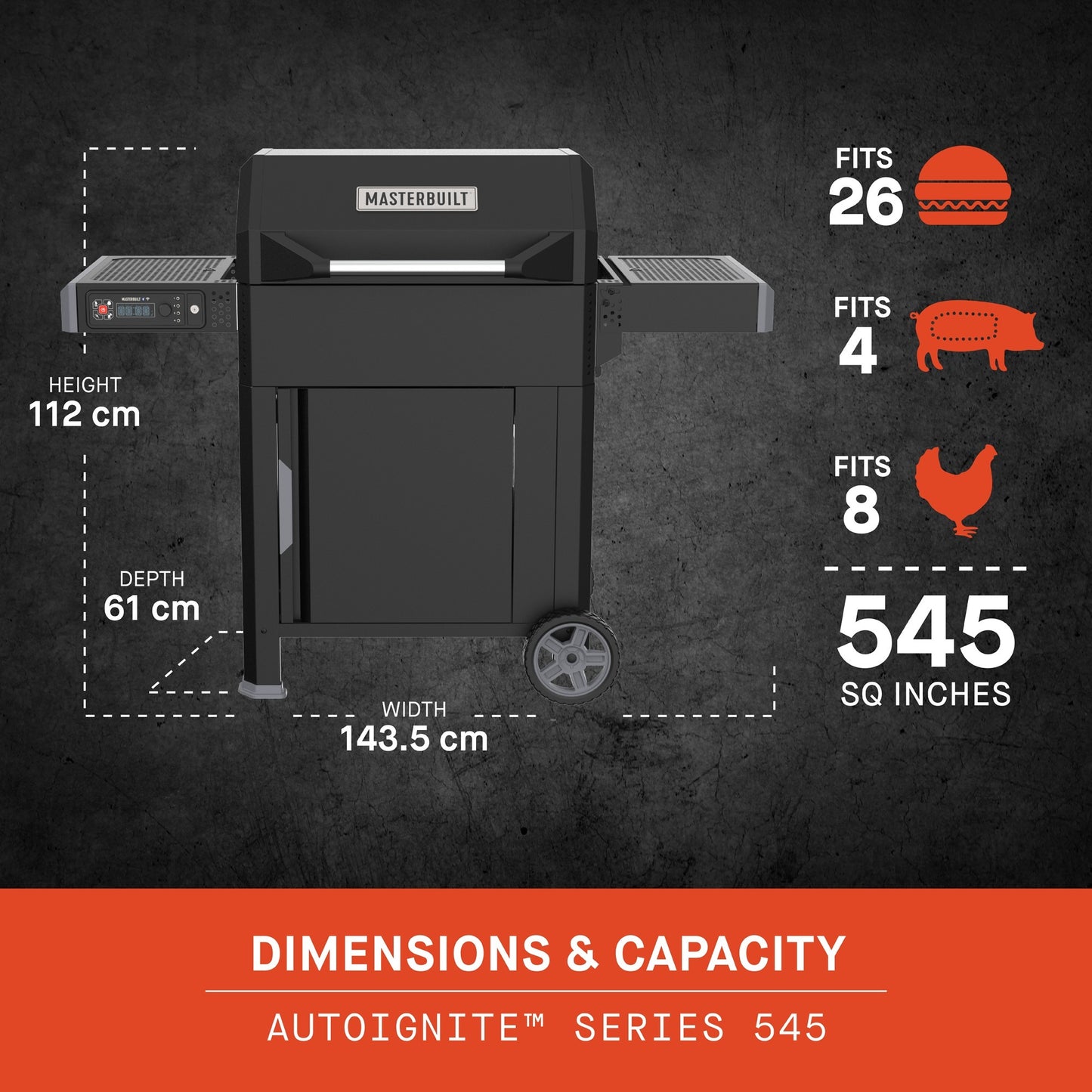 Masterbuilt autoignite series 545 digitale houtskoolbarbecue en -rookoven (zwart, wifi-besturing)
