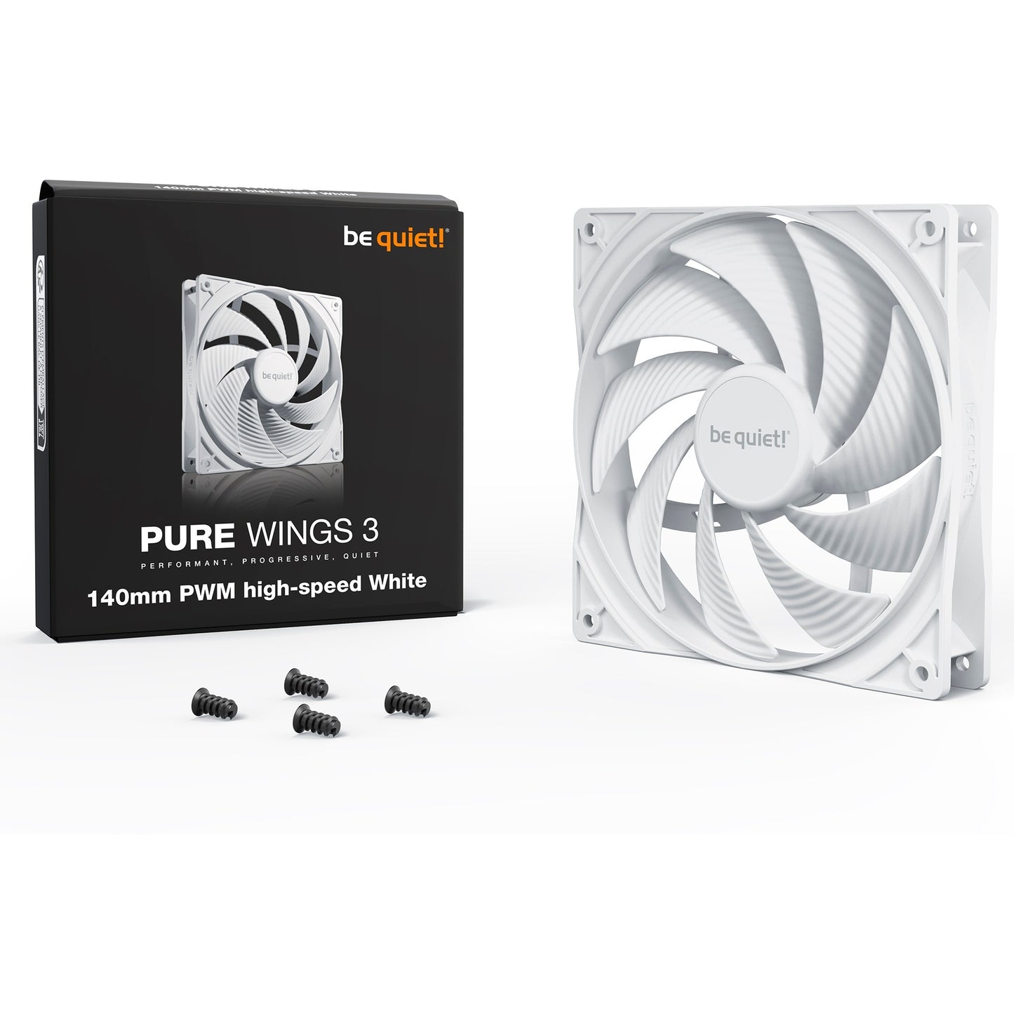 Be quiet! pure wings 3 pwm high-speed case fan (wit, 140 x 140 x 25 mm)