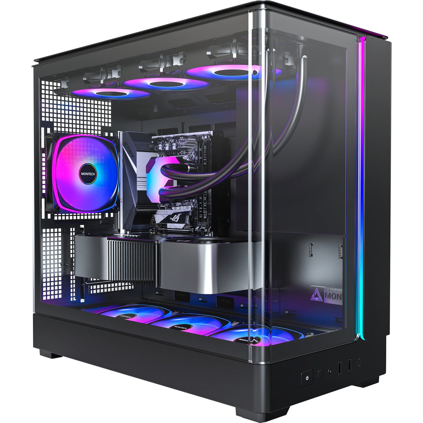 Montech king 15 pro midi tower behuizing (zwart | 2x usb-a | 1x usb-c | rgb | window)