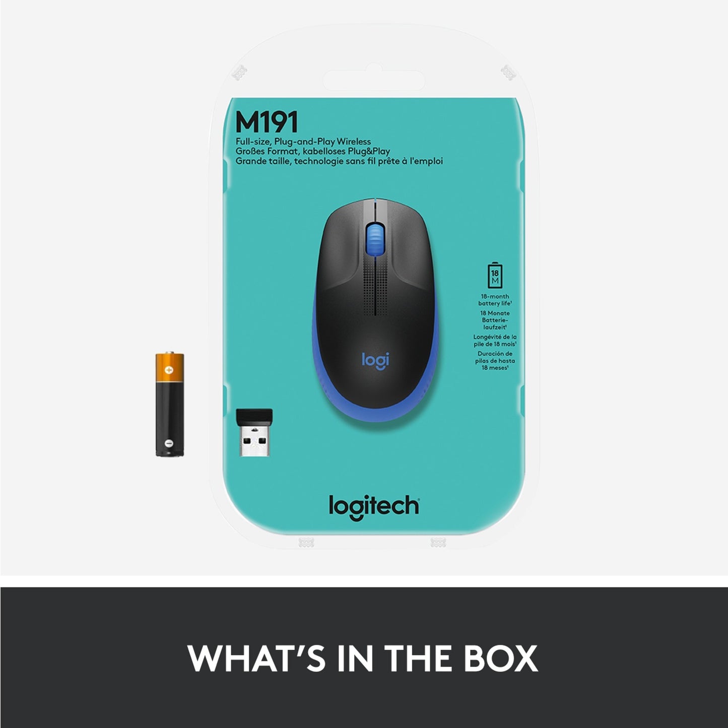 Logitech M190 Mouse wireless a grandezza naturale