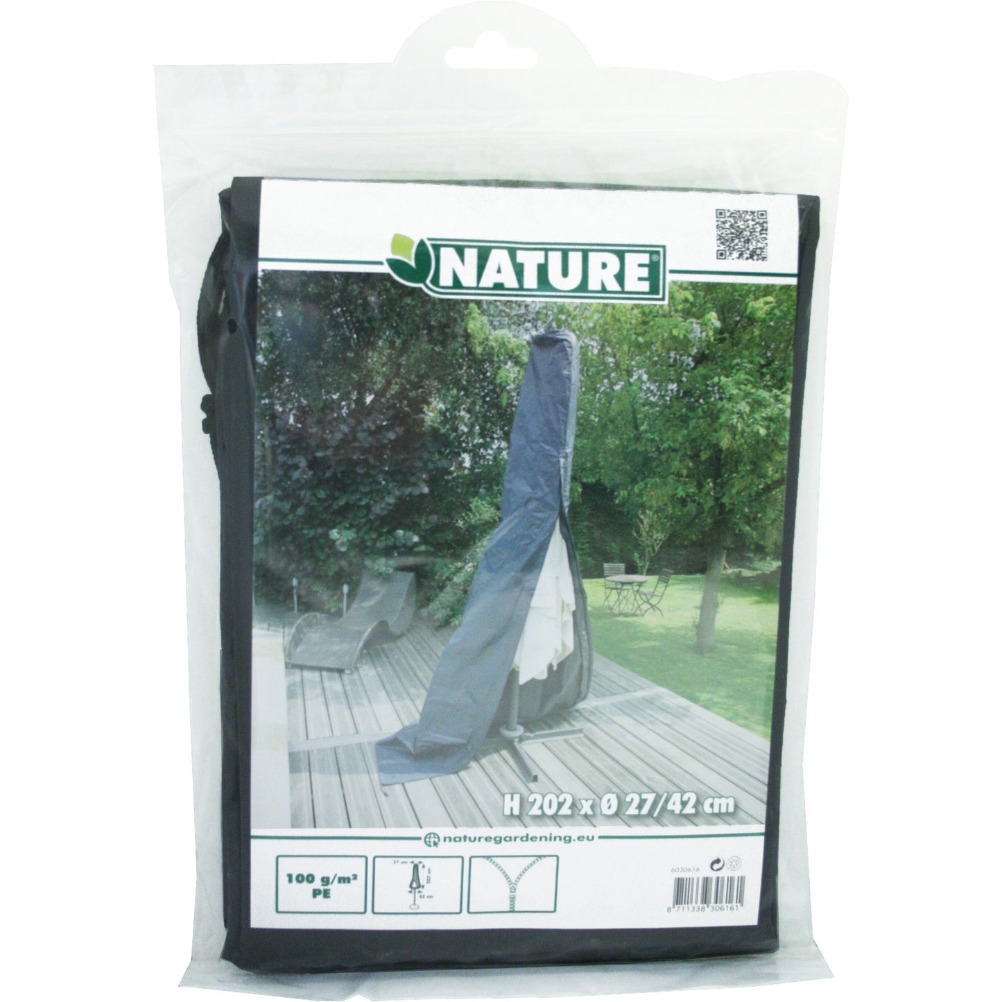 Nature tuinmeubelafdekhoes voor staande parasol (klein) afdekking (grijs, 6030616)