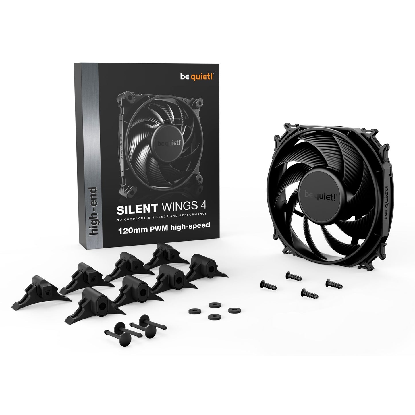 Be quiet! silent wings 4 pwm high-speed case fan (zwart, 120 x 120 x 25 mm)