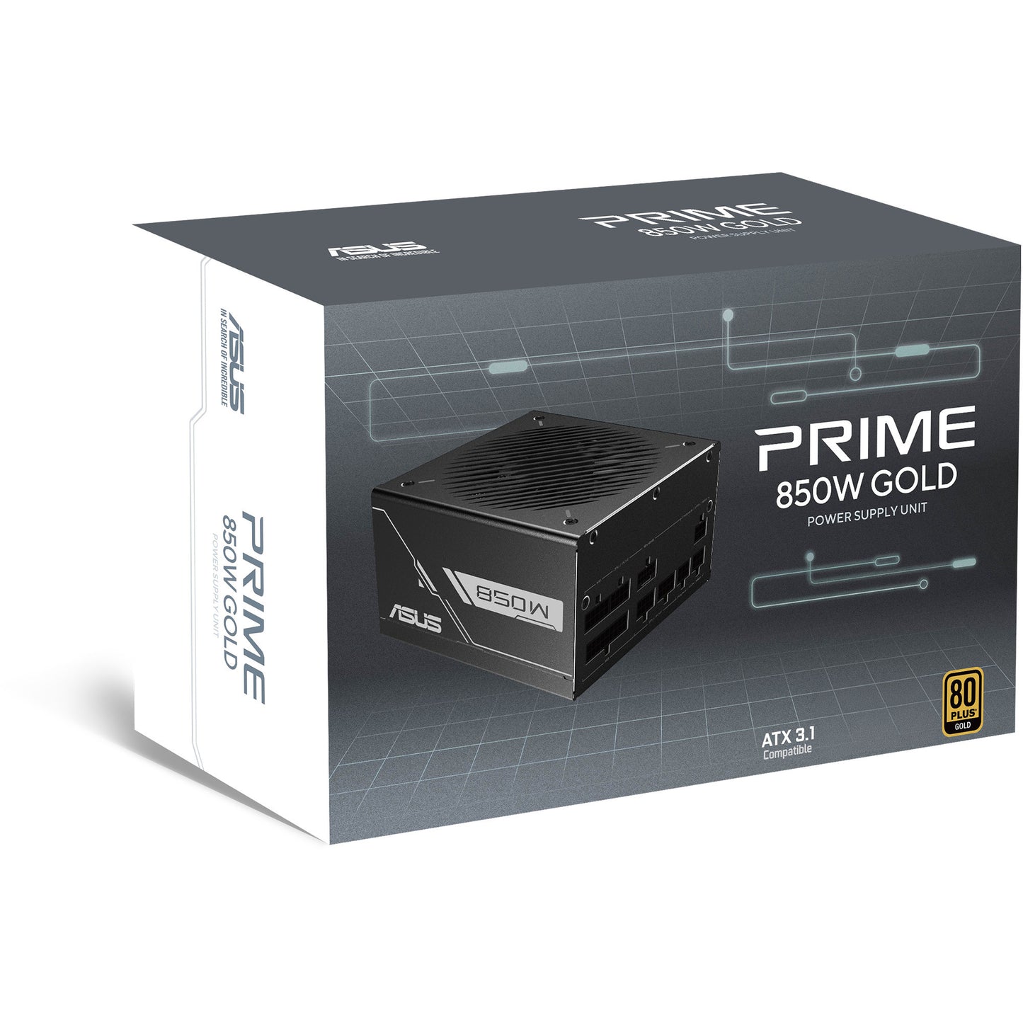 Fuente de alimentación modular Asus Prime Gold Black Edition de 850 vatios (negro, 1x 12v-2x6, 3x pcie)