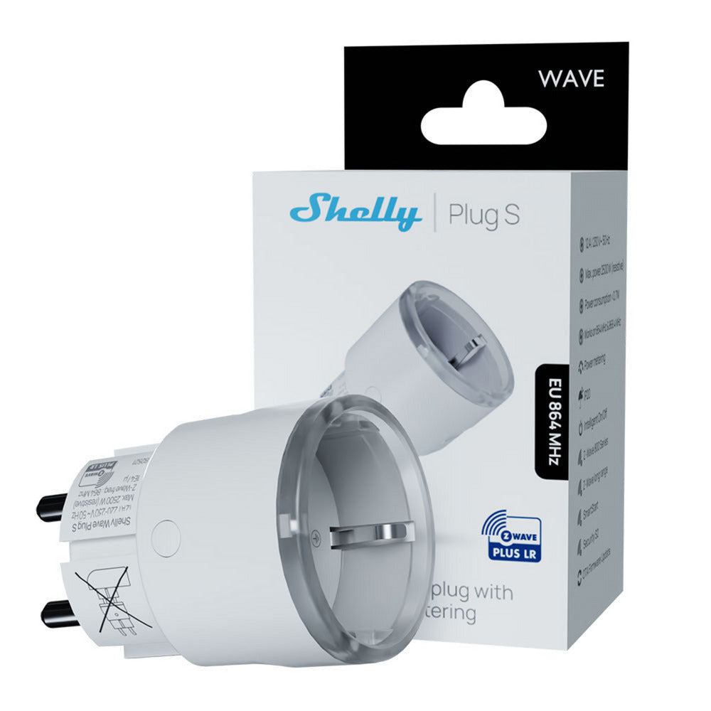 Shelly wave plug s eu lr adaptador (blanco, z-wave, z-wave+)