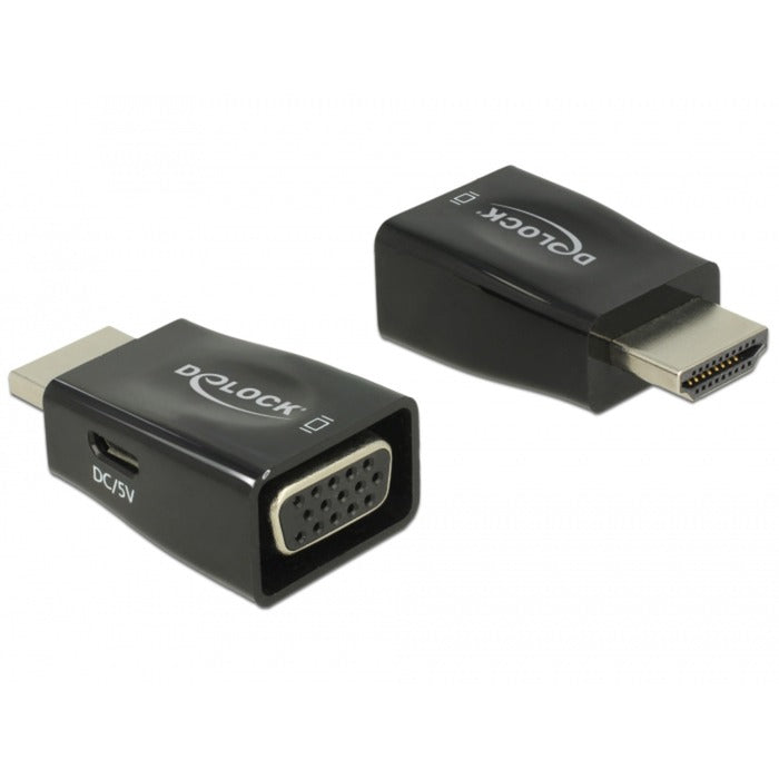 Delock hdmi-a male > vga female adapter (zwart)