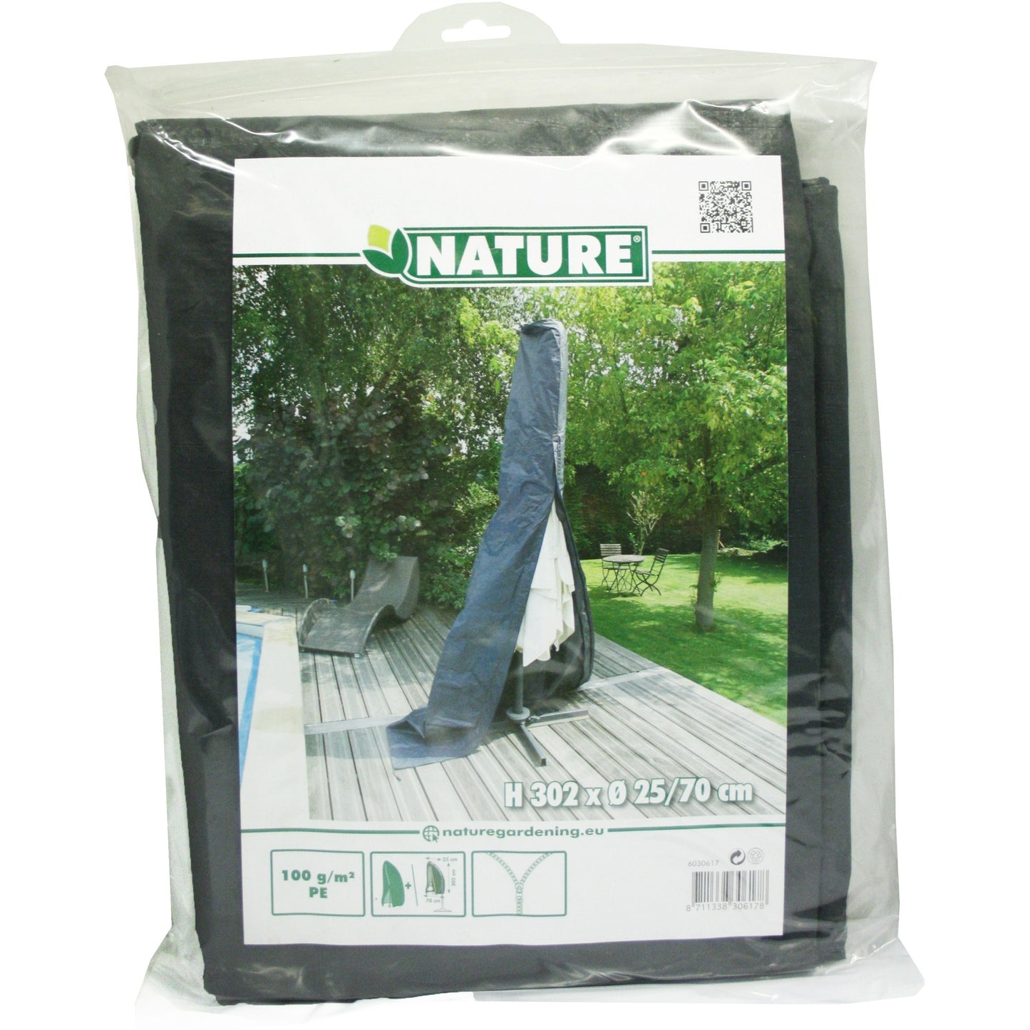 Nature tuinmeubelafdekhoes voor staande parasol (groot) afdekking (grijs, 6030617)