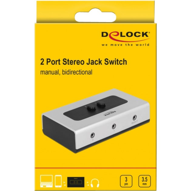 Delock Switch Stereo Jack 3,5 mm 2 Porta Manuale Bidirectio