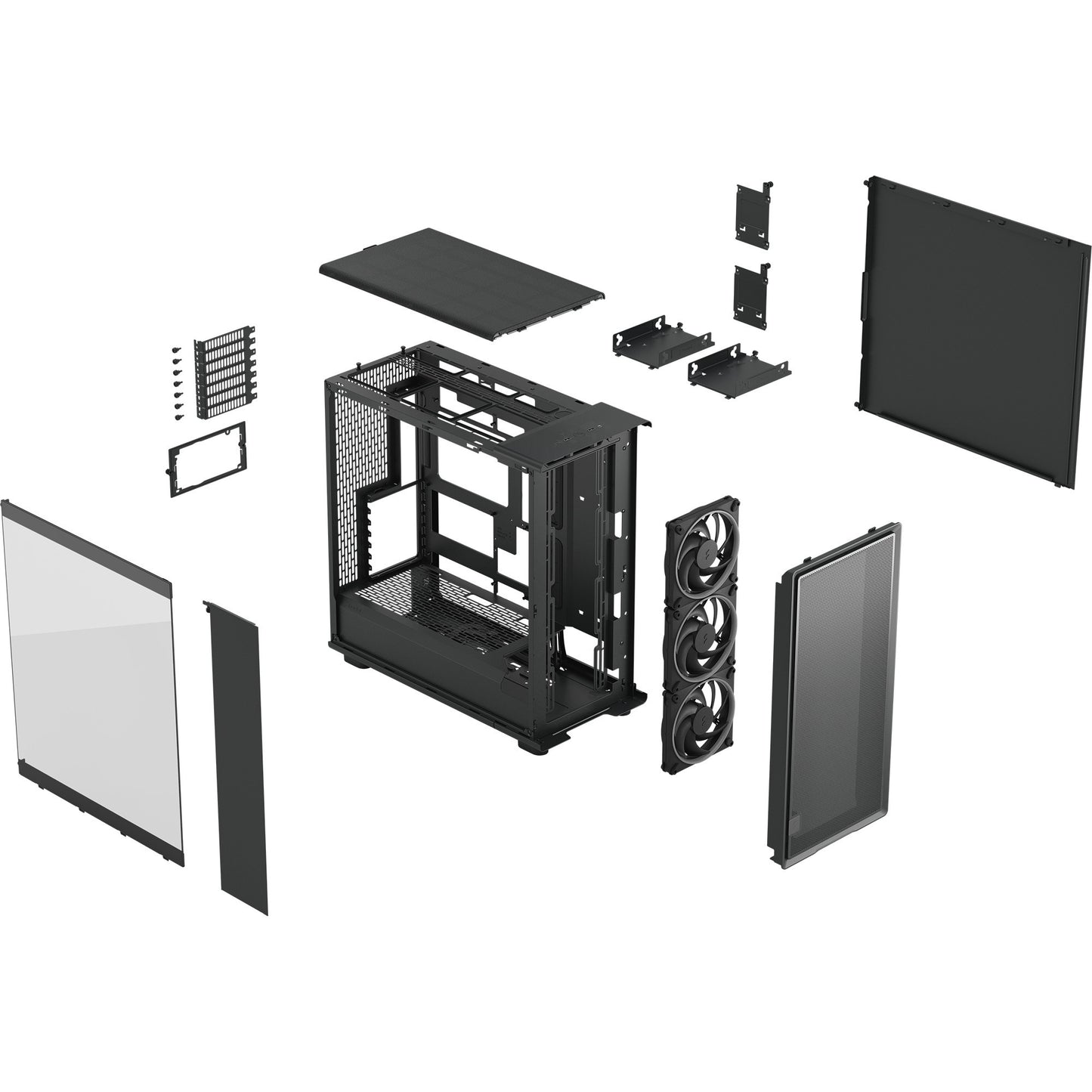 Fractal design epoch xl tg rgb midi tower custodia (nero | 2x usb-a | 1x usb-c | rgb | vetro temperato)