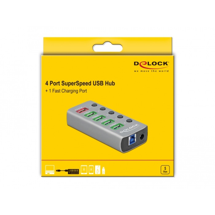 Delock USB 3.2 Gen 1 Hub con 4 porte
