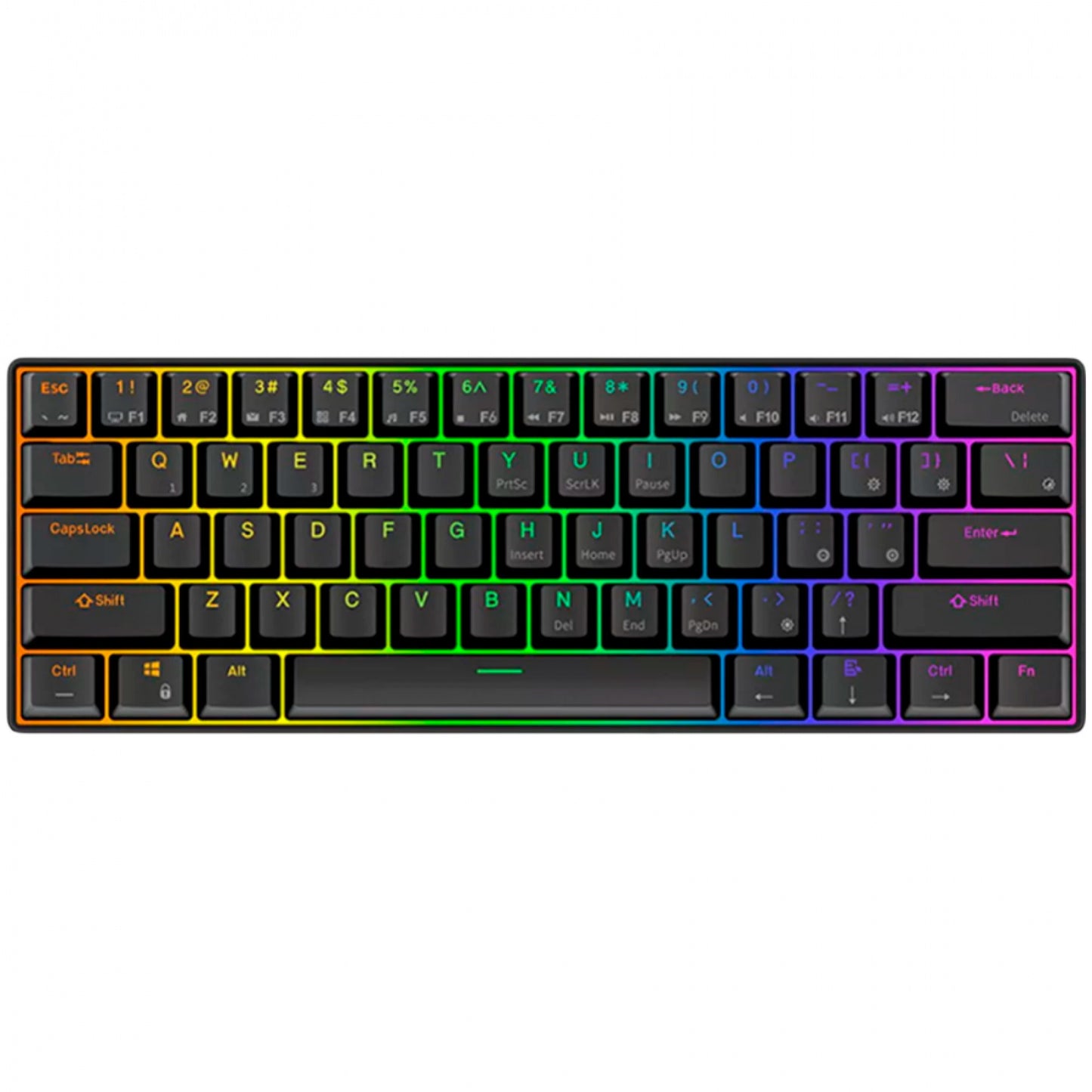 Tastiera meccanica wireless Royal Kludge RK61, tastiera da gioco (nera, layout USA, interruttore rosso, 60%, RGB, hot swap, Bluetooth USB-C da 2,4 GHz)