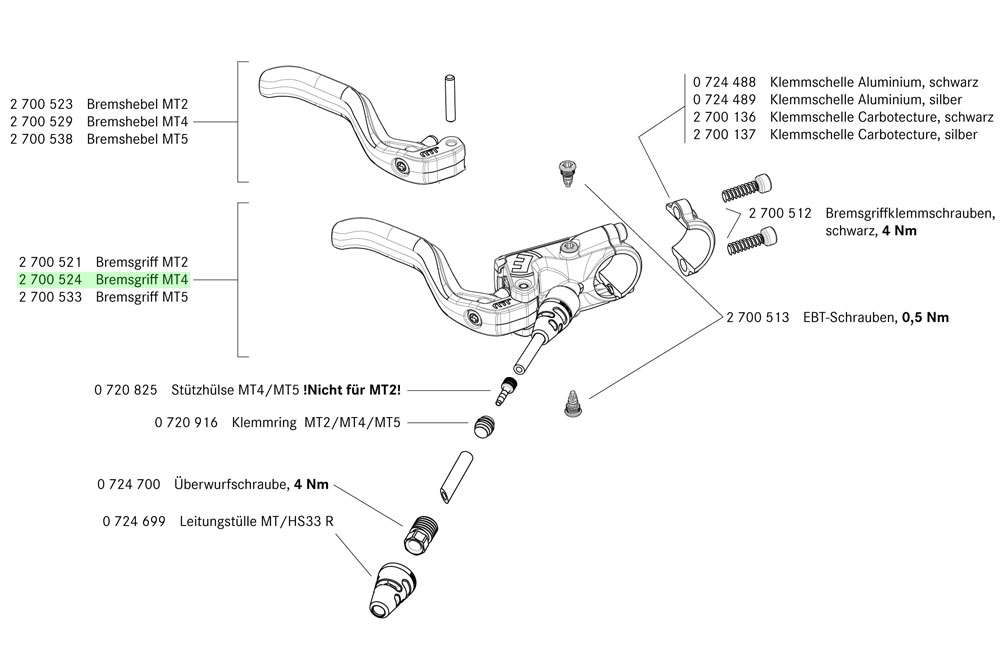 Mango de freno de Magura MT4 Negro 2-Finger 2700524