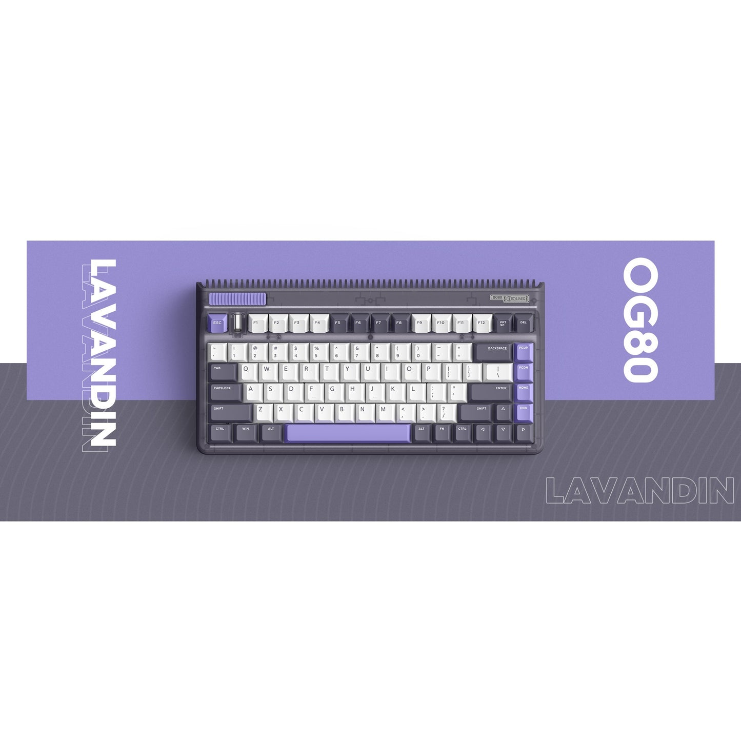 Iqunix og80 lavandin wireless mechanical keyboard (lavendel, us lay-out (qwerty), cherry mx brown, 80% (tkl), hot-swappable, pbt, 2.4ghz | bluetooth 5.1 | usb-c)