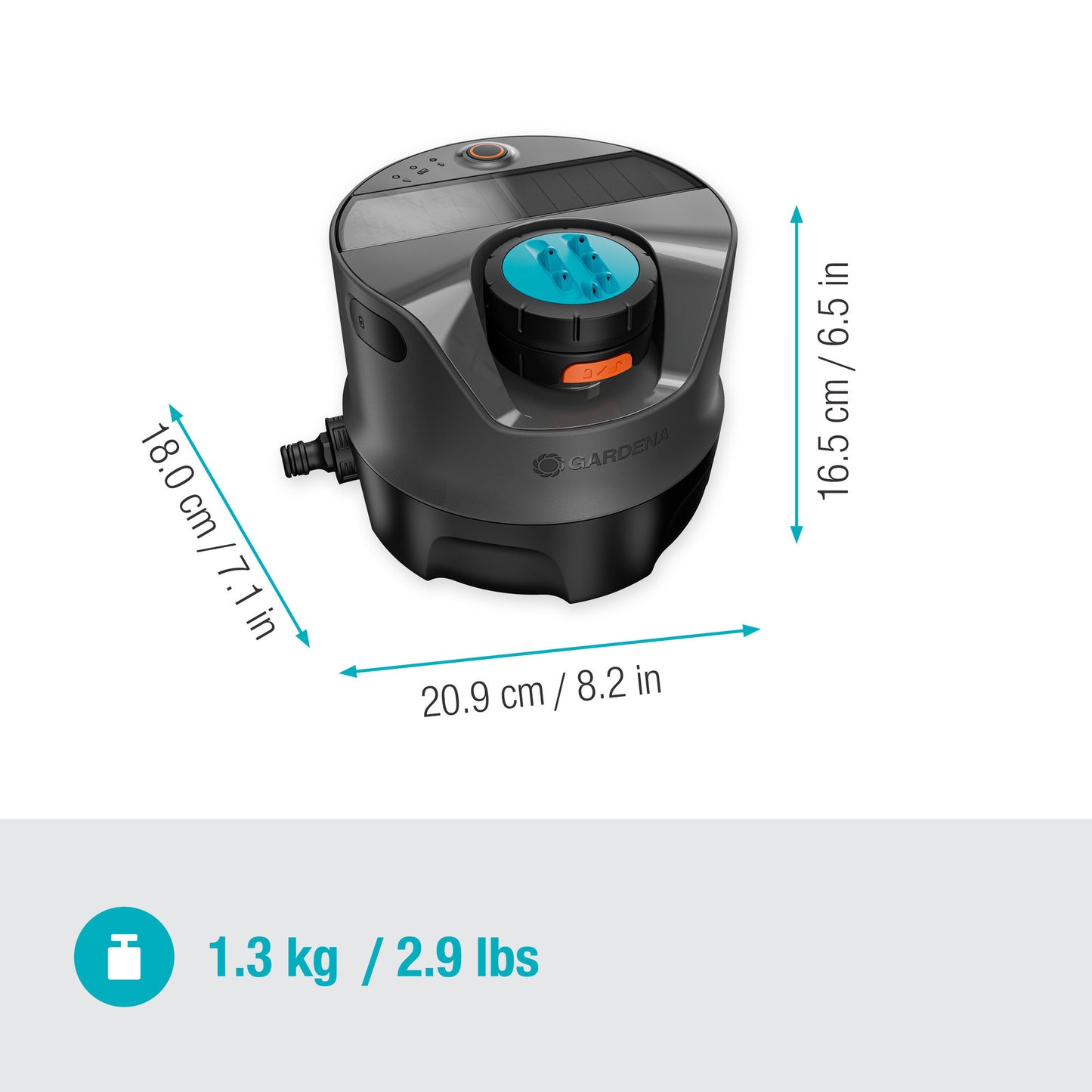 Aspersor Gardena Aquaprecise sobre el suelo