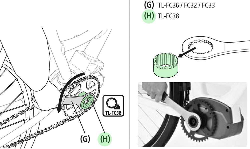 Clave de cigüeñal Shimano para los pasos TL-FC38