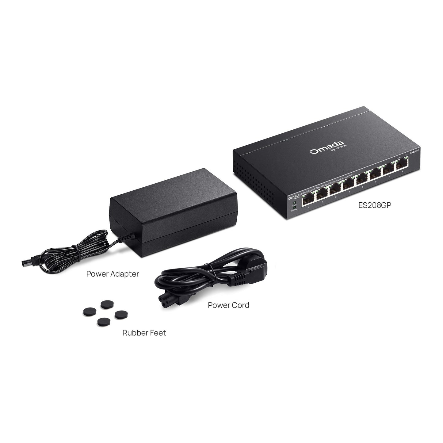 Switch Tp-link Omada es208gp Gigabit Easy Managed a 8 porte (nero, 8x Poe+)