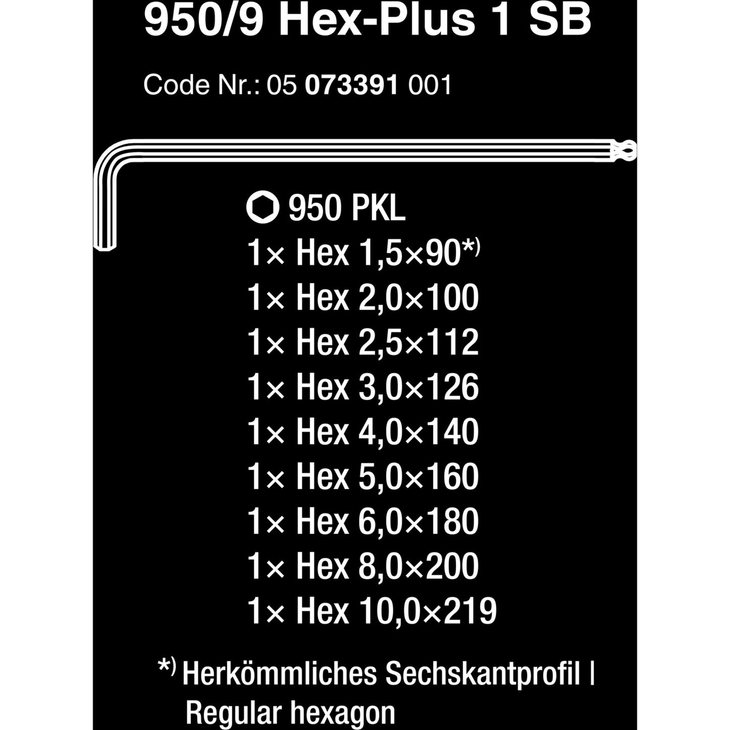 Wera 950 9 hex-plus inbussleutelset - 9 delige - 1,5-10mm - 4013288030160