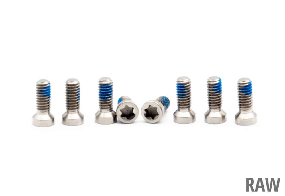 Tornillos de titanio Oak Components m4x9 para plato de montaje directo de 8 tornillos (8 piezas)