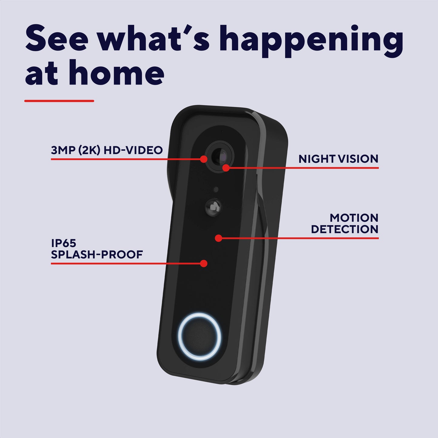 Trust doorcam-3000 slimme wifi deurbelcamera (zwart, 2.4 ghz wifi)