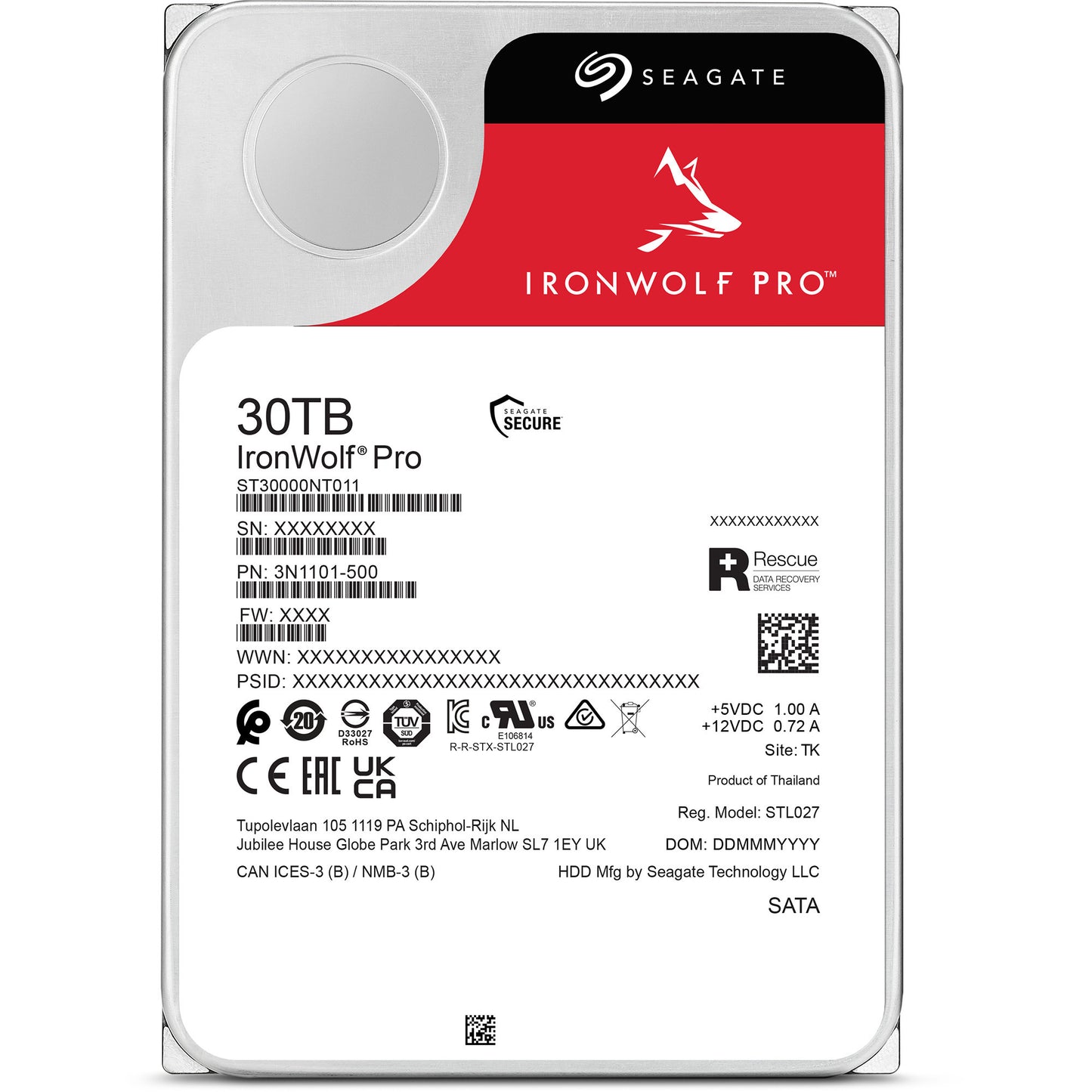 Disco rigido Seagate ironwolf pro da 30 TB (ST30000NT011, SATA 600, 24 7)