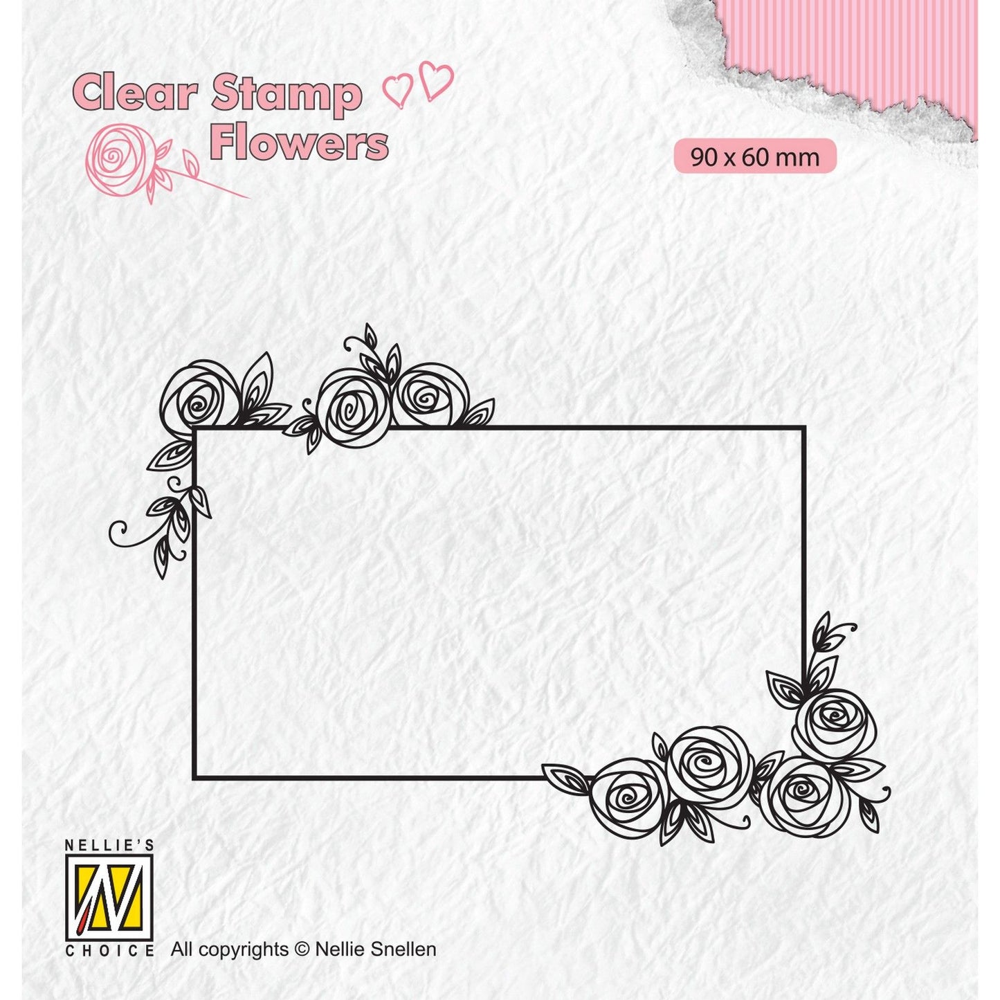 La scelta di Nellie • cornice rettangolare con fiori e francobolli trasparenti con rose