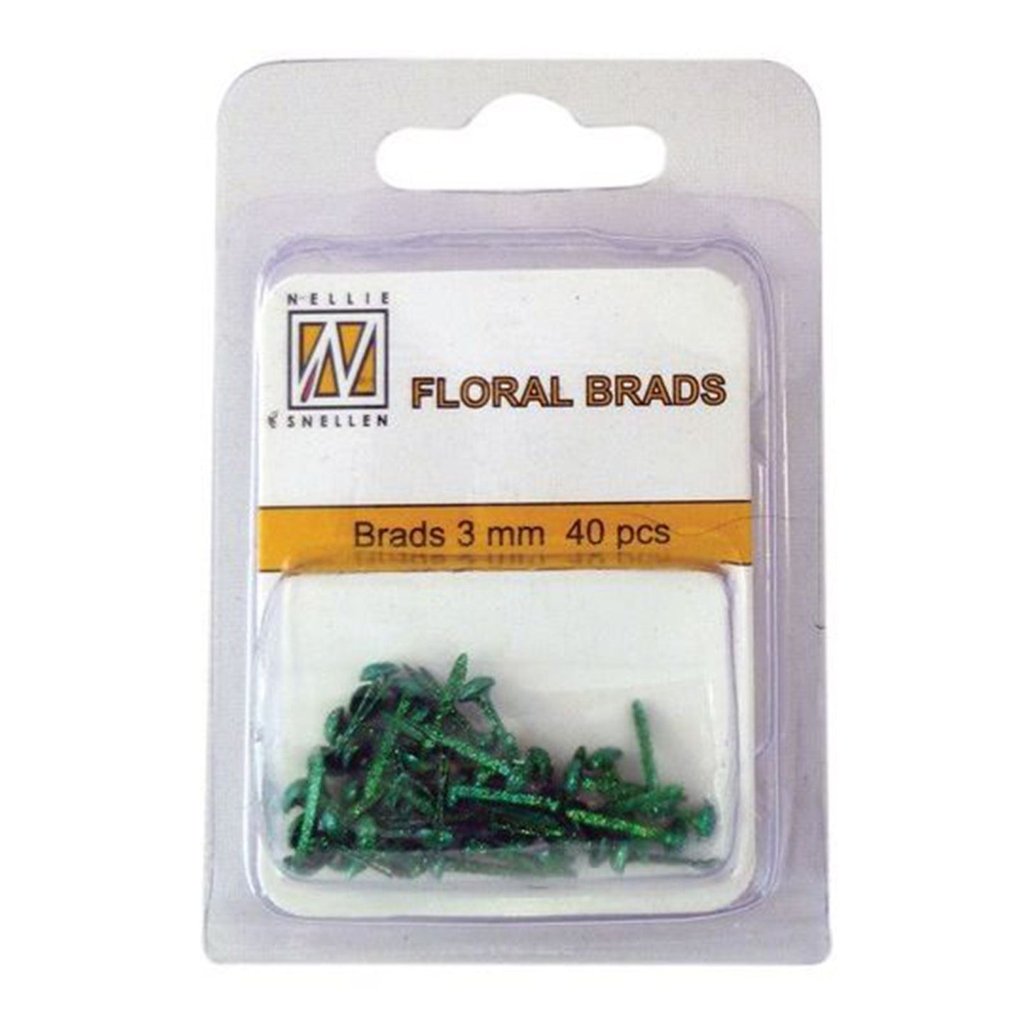 La scelta di Nellie • fermagli glitter floreali 3 mm. Confezione da 40pz bottiglia verde 348h