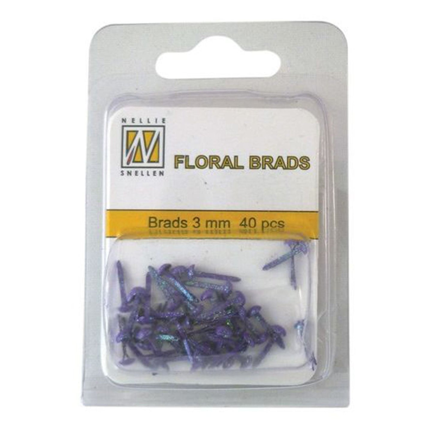 La scelta di Nellie • fermagli glitter floreali 3 mm. Confezione da 40 pezzi viola