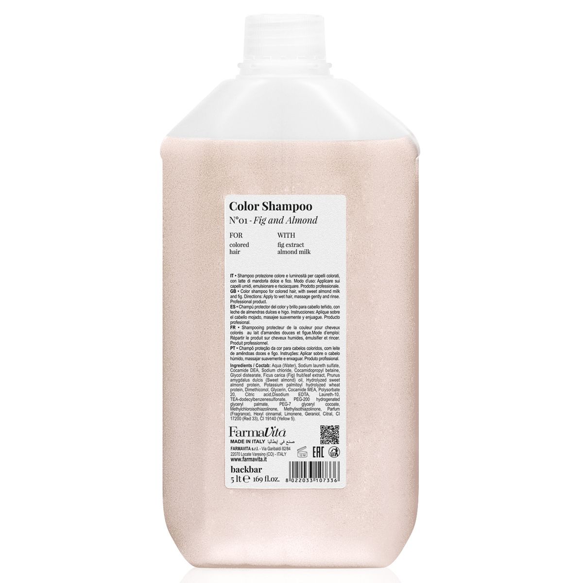 Farmavita backbar shampoo color n°01 fico e mandorla 5000ml