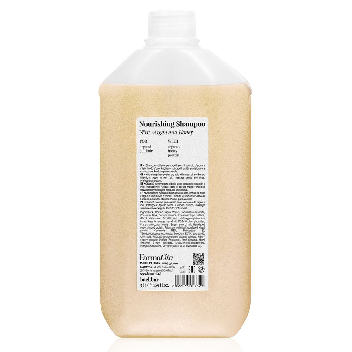 Farmavita backbar shampoo nutriente n°02 argan e miele 5000ml