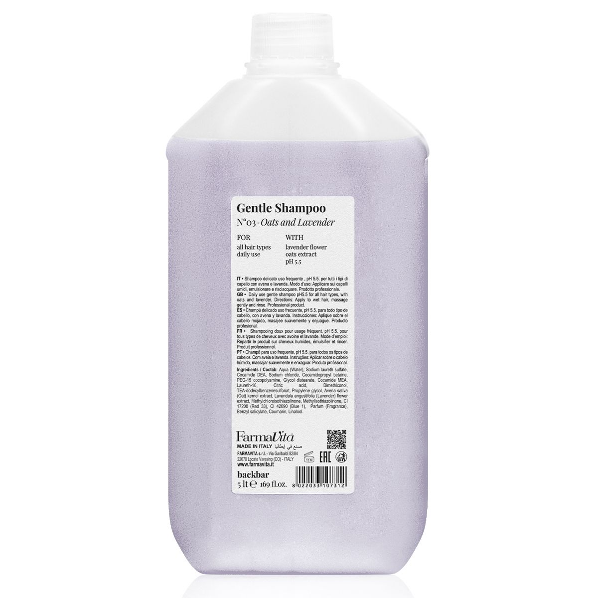 Farmavita backbar champú suave n°03 avena y lavanda 5000ml