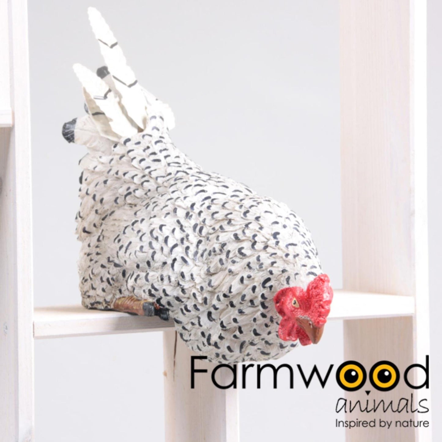 Animales de Farmwood pollo de madera de granja en el borde 23x14x24cm