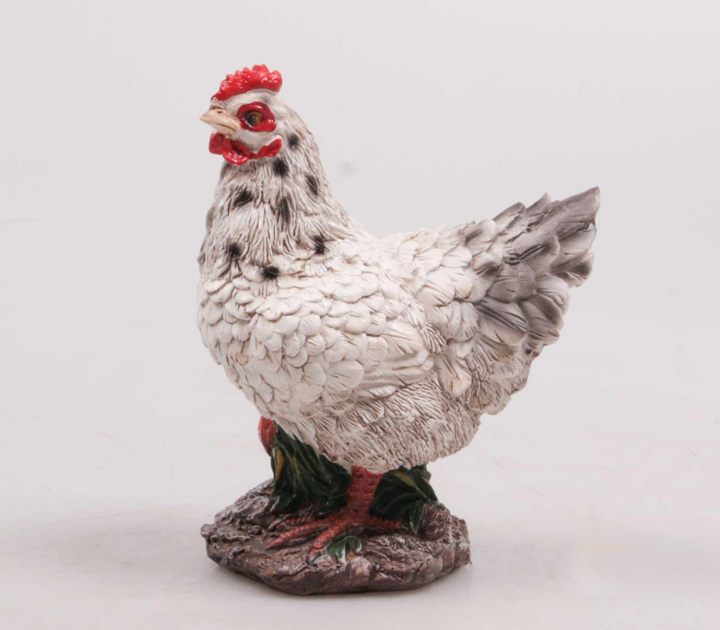 Estatua de jardín animales Farmwood pollo blanco 14x8x17cm