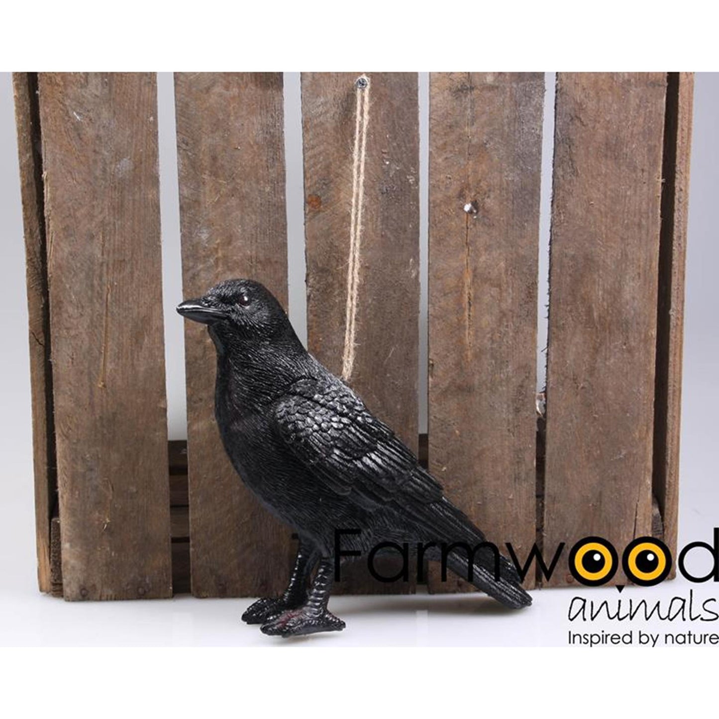 Estatua de jardín animales de madera de granja pájaro cuervo 24x10x20cm