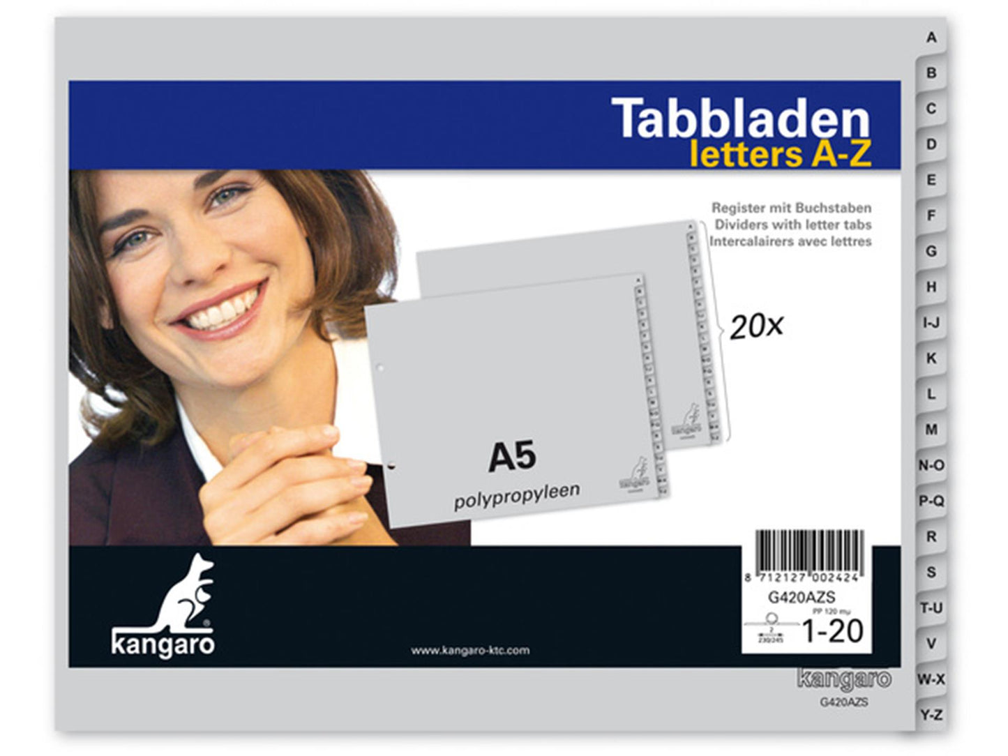 Kangaro tabs 2 rings a-z plastic