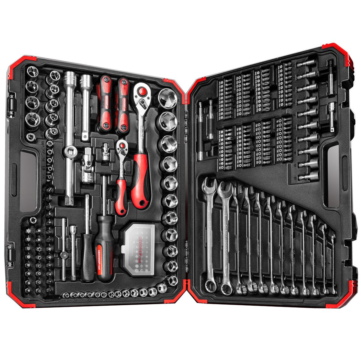 Gedore rojo | r46003232 | juego de llaves de tubo combinadas | 1 4” + 1 2 | 232 piezas - 3300185